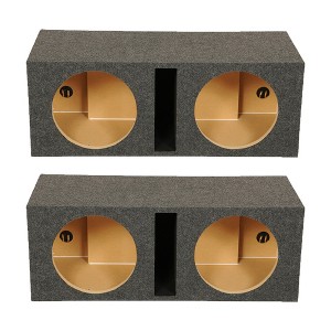 QPower QBASS Dual 12 Inch Heavy Duty MDF Car Audio Subwoofer Enclosure Boxes with Shared Slot Port Vent and Dual Chamber Design, Charcoal (2 Pack) - 1 of 4