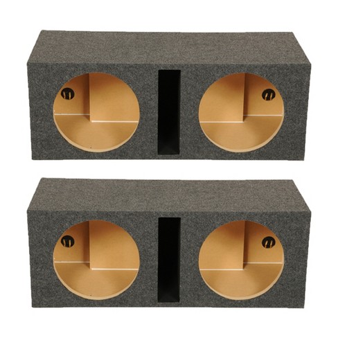QPower QBASS Dual 12 Inch Heavy Duty MDF Car Audio Subwoofer Enclosure  Boxes with Shared Slot Port Vent and Dual Chamber Design, Charcoal (2 Pack)