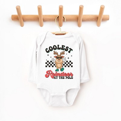 The Juniper Shop Coolest Reindeer At The Pole Baby Long Sleeve Bodysuit - 18 Month - White