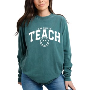 Simply Sage Market S.W.Smiley Teach Varsity Arched Garment Dyed Long Sleeve - 1 of 4