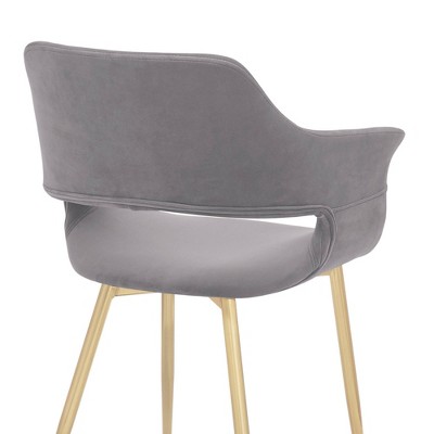 Gigi Gray Velvet Arm Chair with Gold Metal Legs