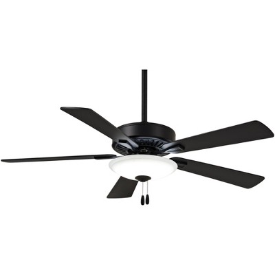 52" Minka Aire Industrial Indoor Ceiling Fan with LED Light Coal Black White Glass Diffuser for Living Room Kitchen Bedroom Family