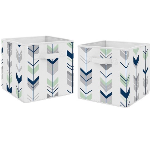 Sweet Jojo Designs Fabric Storage Bins Set Mod Arrow Grey Blue and Green - image 1 of 3