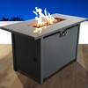 Mondawe 25" H x 42" W Outdoor Heat-Resistant Smoked Glass Top Steel Fire Pit Table with Lid - 2 of 4