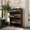 FUFU&GAGA Brown Modern Shoe Storage Cabinet with 3 Flip Drawers - 3 of 4