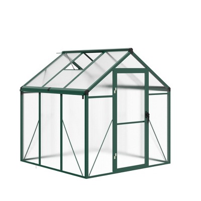 Garvee Walk-In Greenhouse with Polycarbonate Panels, Aluminum Frame, Quick Setup, Roof Vent, Outdoor Garden Greenhouse