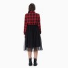 PATPAT Family Matching Outfits Mommy and Me Dresses Matching Set Long Sleeve Tulle Mesh Dress Buffalo Plaid Button Down Shirt - 3 of 4