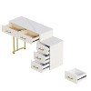 Homy Casa Vanity Table with Round Mirror Gold Accents and Storage Drawers for Bedroom or Dressing Room, White - 4 of 4