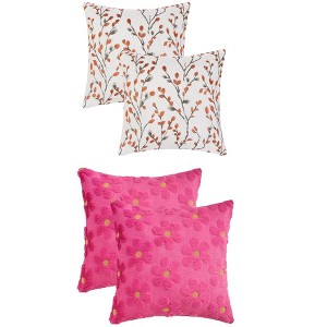 REGALWOVEN 4 Pcs Floral Pattern Soft Comfort Throw Pillow Covers 18" x 18" - 1 of 4