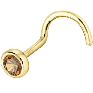 Jewelry Avalanche 22G 14K Gold Bezel-set Citrine Nose Screw Nose Stud - 1 of 3