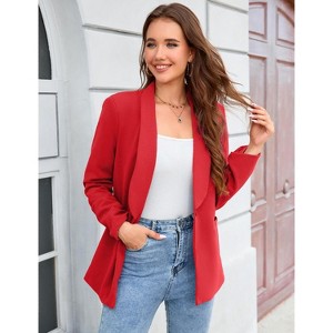 Blazer Jackets for Women Open Front Long Sleeve Work Office Casual Blazers with Pockets - 1 of 4