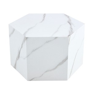 FURNIinspire Coffee Tables Modern MDF Coffee Table with Patterned Texture Design for Living Room and Interior Decoration, White, 23.6"*27"*16.5" - 1 of 4