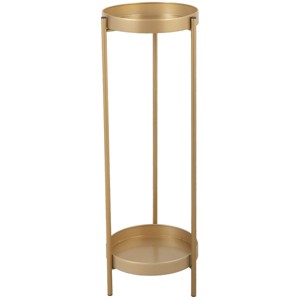 Sevobal Utility Storage Shelves, 2 Tiers Tall Plant Display Storage Shelf with Round Trays, Plant Stand for Balcony Patio Home, Gold, 12"*12"*35.4" - 1 of 4