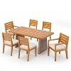 Christopher Knight Home Juliette Rustic 7 Piece Outdoor Rattan Acacia Wood Slatted Dining Set with Cushions - 2 of 4