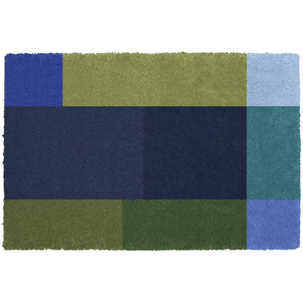 Photos - Doormat Bungalow Flooring 1'10"x2'10" Colorstar Tiers Indoor Door Mat Green/Blue  
