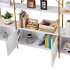 NicBex Bookcases for Living Room 74.8" H 5 Tiers Office Bookshelf Display Shelf Bookcase with Round Top, X Bar Gold Frame - 2 of 4