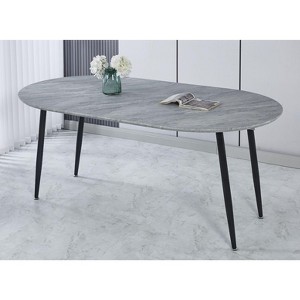 Okak Modern Wood Extensible Oval Dining Table with Sturdy Metal Legs,Minimalist Kitchen Dinner Table for Dining Room,Family Meals - 1 of 4