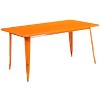 Flash Furniture Commercial Grade 31.5" x 63" Rectangular Metal Indoor-Outdoor Table Set with 6 Arm Chairs - 3 of 4
