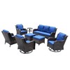 Ovios Orlando 8pc Brown Wicker Outdoor Patio Furniture Conversation Sofa Set with Swivel Chairs and Cushions - 2 of 4
