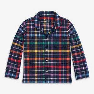 Primary Kids Flannel Pj Top In Rainbow Plaid - 1 of 3