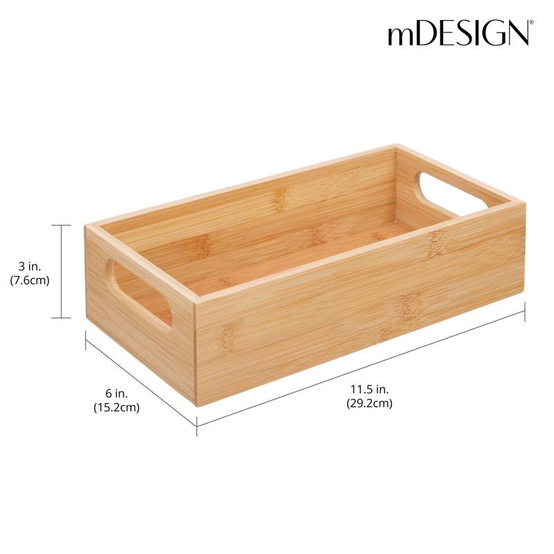 mDesign Bamboo Pantry Organizer Container Bin with Handles, 3 of 9