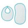 Bacati - Petals/Floral Muslin 4 pc set of Bibs & Burp Cloths Set Aqua - 3 of 4