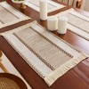 Anna-Kaci 4 Set Woven Rectangular Placemats with Textured Stripes and Fringe Edges 11.8x19.5 in - 2 of 4