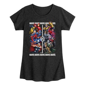 Girls' - Marvel - Heros Vs Villains Fitted Short Sleeve Graphic T-Shirt - 1 of 4