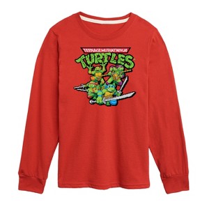 Boys' - Teenage Mutant Ninja Turtles - Gaming Group And Logo Long Sleeve Graphic T-Shirt - 1 of 4