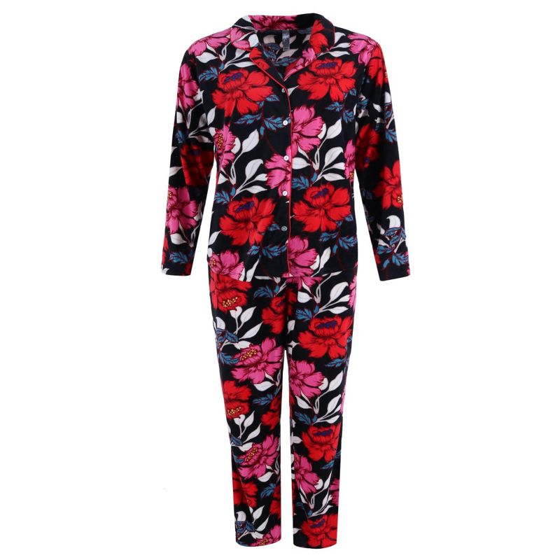 PJ Couture Women's Floral Notch Pajama Set, 1 of 4