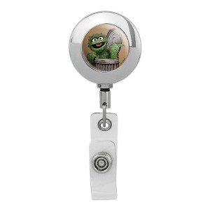 Sesame Street Vintage Oscar The Grouch Metal Chrome Badge ID Card Holder Clip - 1 of 3