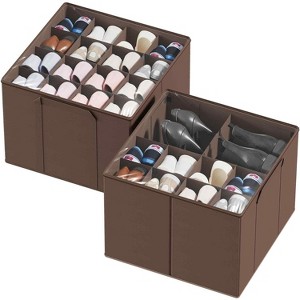 2-Pack Shoe Storage Bins with Dividers - Holds 16-32 Pairs of Shoes, Foldable Design for Seasonal Flexibility - 1 of 4