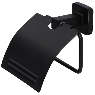 Unique Bargains Bathroom Waterproof Rust-Proof Toilet Tissue Holder with Cover Matte Black