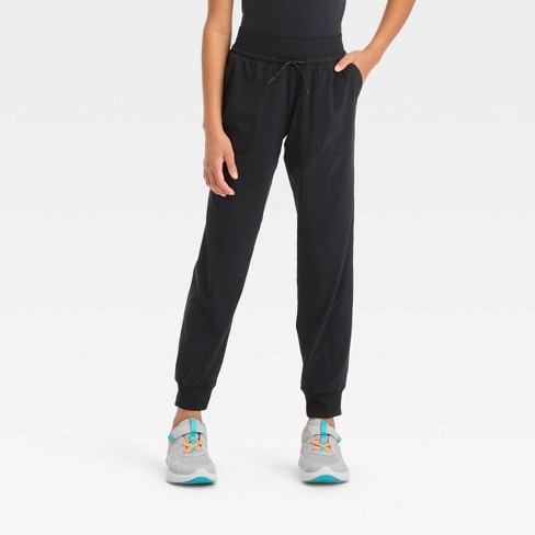Girls' Lined Woven Joggers - All In Motion™ Black XS
