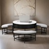 Modern Round Lift-Top Coffee Table with Storage & 3 Ottoman - Leovsnove - 2 of 4