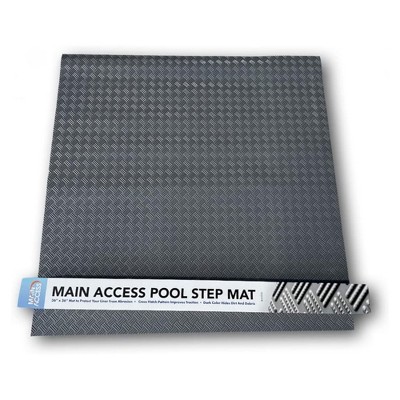 Main Access Large 36 Inch x 36 Inch Above Ground Swimming Pool Step Ladder Stair Guard Mat, Non Slip Pool Liner Protection, Accessory Only, Gray