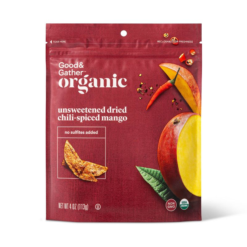 Organic Dried Unsweetened Chili Lime Spiced Mango Snacks - 4oz - Good &#38; Gather&#8482;, 1 of 5