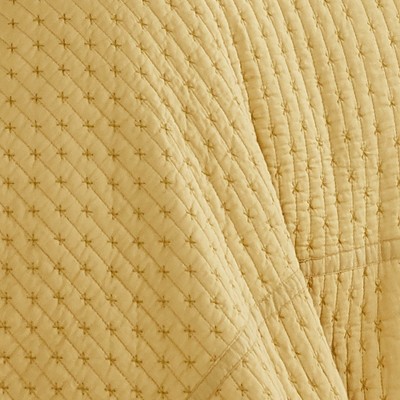 Ochre Twin Cotton Reversible Cross Stitch Bedspread Set