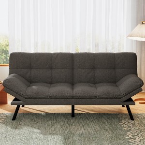 Dyonery 71" Convertible Futon Sofa Bed,Modern Linen Futon Couch with Detachable Cushion,Adjustable Backrest & Armrest - 1 of 4