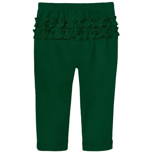 City Threads USA-Made Baby Ruffle Butt Soft Cotton Leggings | Forest Green  - 4T