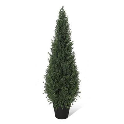 Artificial Trees,Fake Cedar Topiary Tree Outdor,3/4/5ft Tall Fake Cypress Trees for Home Decor,Potted Faux Pine Shrubs Plants Set of 1 or 2
