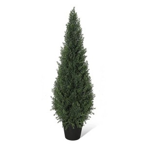 Artificial Trees,Fake Cedar Topiary Tree Outdor,3/4/5ft Tall Fake Cypress Trees for Home Decor,Potted Faux Pine Shrubs Plants Set of 1 or 2 - 1 of 4