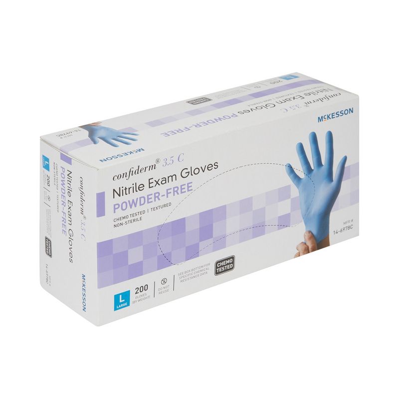 McKesson Confiderm 3.5C Disposable Nitrile Exam Glove Standard Cuff Length Size Large, 3 of 5