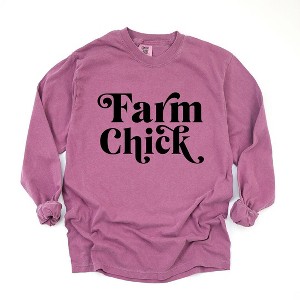 Simply Sage Market Women's Farm Chick Long Sleeve Garment Dyed Tee - 1 of 4