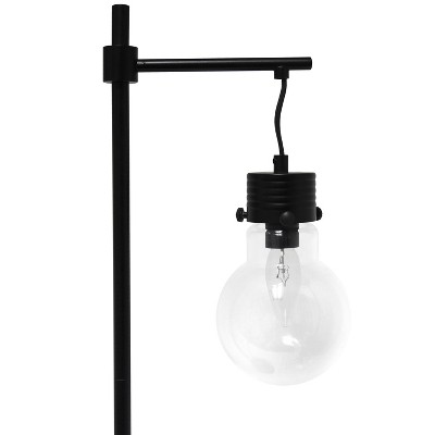 24" Black Industrial Nightstand Lamp with Clear Glass Shade