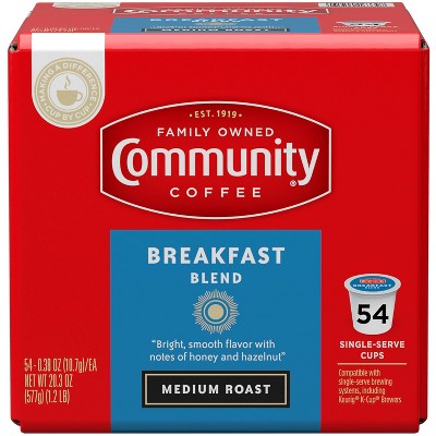 Community Coffee Breakfast Blend Medium Roast Coffee Brewer Compatible Pods - 54ct