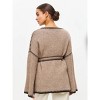Coolmee Women Open Front Long Sleeve Cardigan Casual Knit Sweaters Color Block Fall Outfits with Pockets - 2 of 4