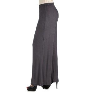 24seven Comfort Apparel Womens Comfortable Solid Color Palazzo Pants - 1 of 3