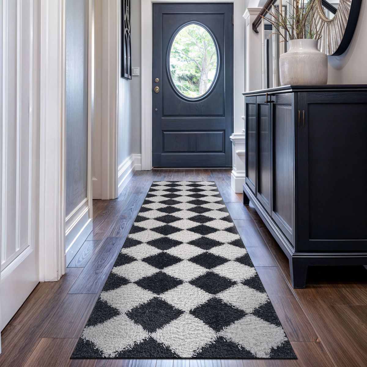 World Rug Gallery Diamond Wave Shag Rug – Cozy Feel for Living Room, Bedroom, or Entryway – Anthracite Dark Gray – Medium Pile - thumbnail 9