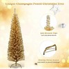 Tangkula 6ft Champagne Slim Pencil Tree Tinsel Unlit Christmas Tree Artificial 520 Branch Tips - 3 of 4